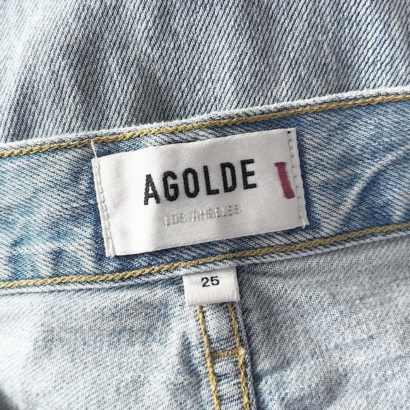 AGOLDE 90s High Rise Distressed Light Wash Denim Button Fly Straight Leg Jean 26 - Picture 11 of 14